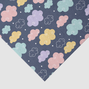 Seda Papel Tecido de Padrão Cloud Kawaii Cute