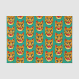 Seda Papel Tecido de Padrão de Aquarela Jaguar Rindo