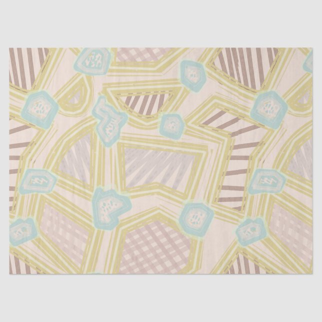 Seda Papel Tecido de Padrão Geométrico Abstrato Pastel  (Frente )
