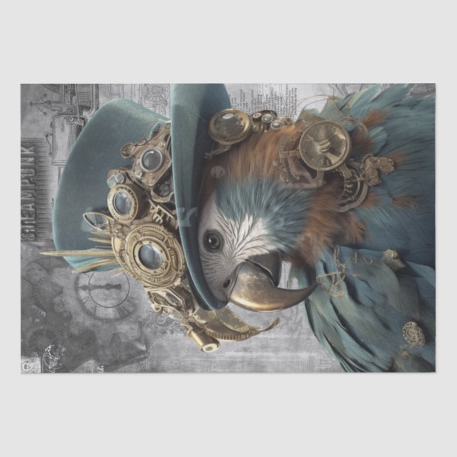 Seda Papel Tecido de Papagaio Steampunk (Frente )