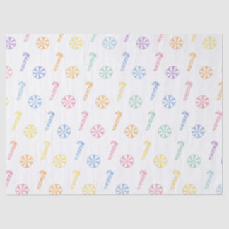Seda Papel Tecido de Pastel Candy Cane e Peppermint