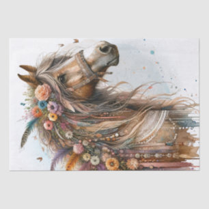 Seda Papel Tecido de Pena Floral de Boho Watercolor