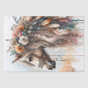 Seda Papel Tecido de Pena Floral de Boho Watercolor