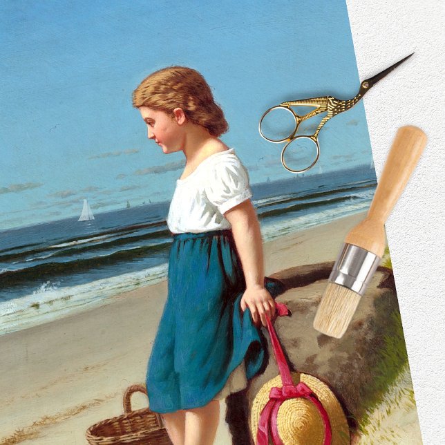 Seda Papel Tecido de Praia da Vintage Girl (Criador carregado)