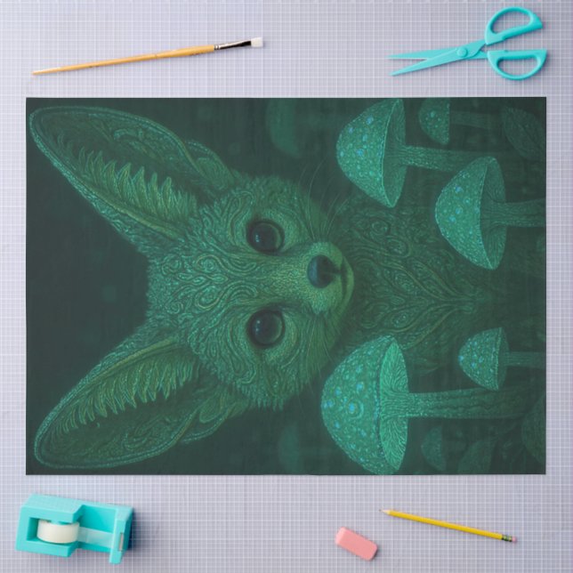 Seda Papel Tecido de Raposa da Floresta Mística — Prese (Arte )