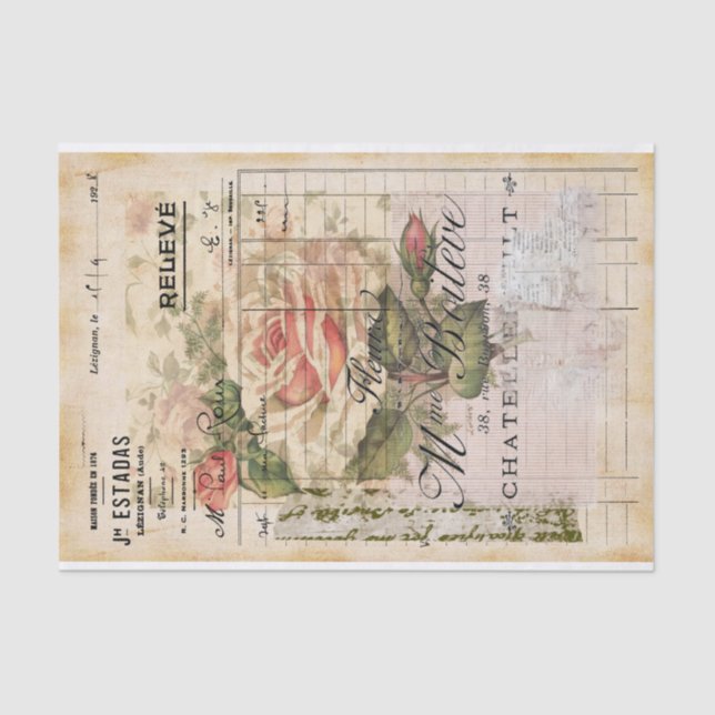 Seda Papel Tecido de Recepção Floral Francês (Frente )