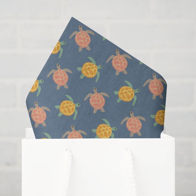 Seda Papel Tecido de Tartaruga, Decoupage Tartaruga Mar (Sacola de presentes)