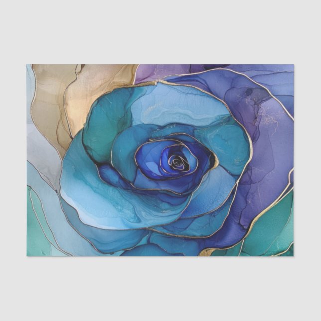 Seda Papel Tecido de Tinta Azul II (Frente )