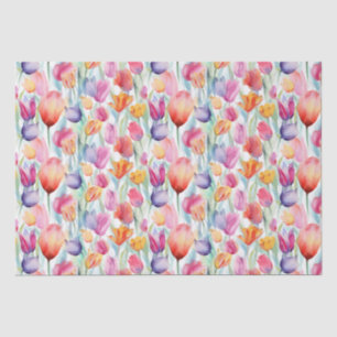 Seda Papel Tecido de Tulipa de Aquarela de Verão