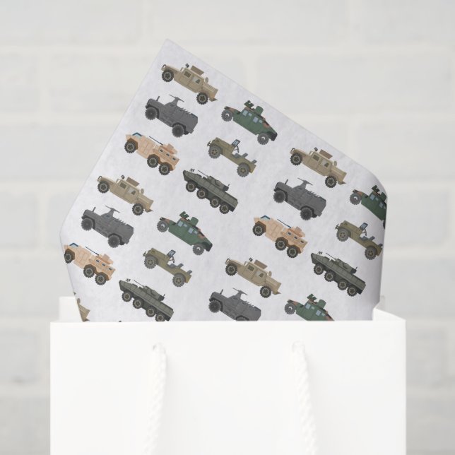 Seda Papel Tecido de Veículos Militares, Decoupage de T (Sacola de presentes)