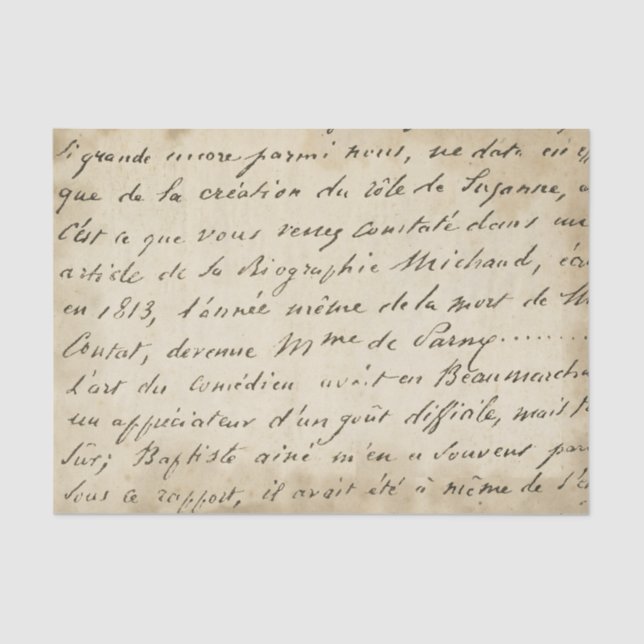 Seda Papel Tecido de Vintage - Script francês envelheci (Frente )