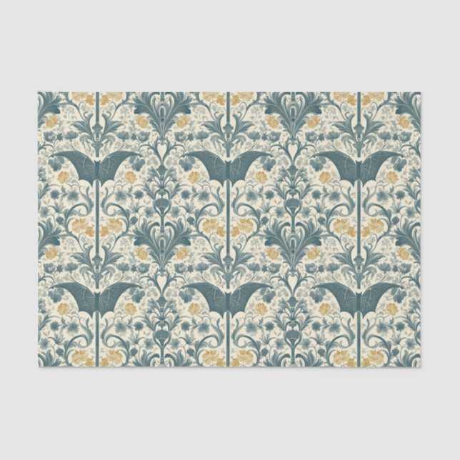 Seda Papel Tecido de Voo para Jardim Gótico - Floral Es (Frente )