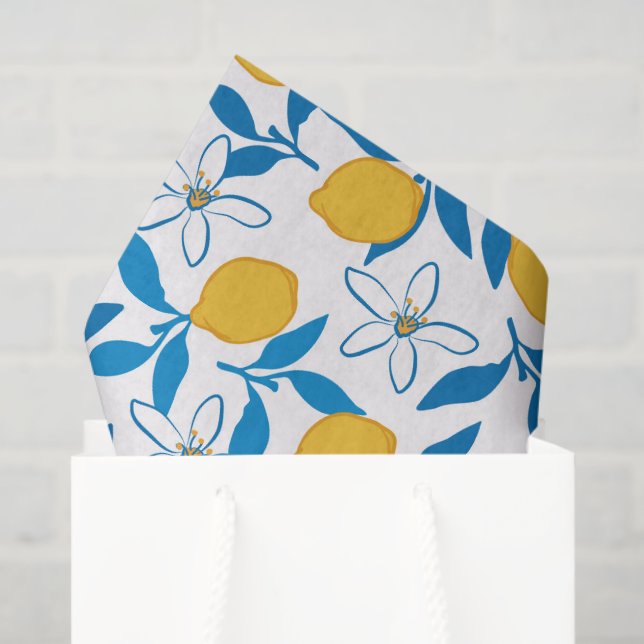 Seda Papel Tecido Desenhado à Mão De Limão (Sacola de presentes)