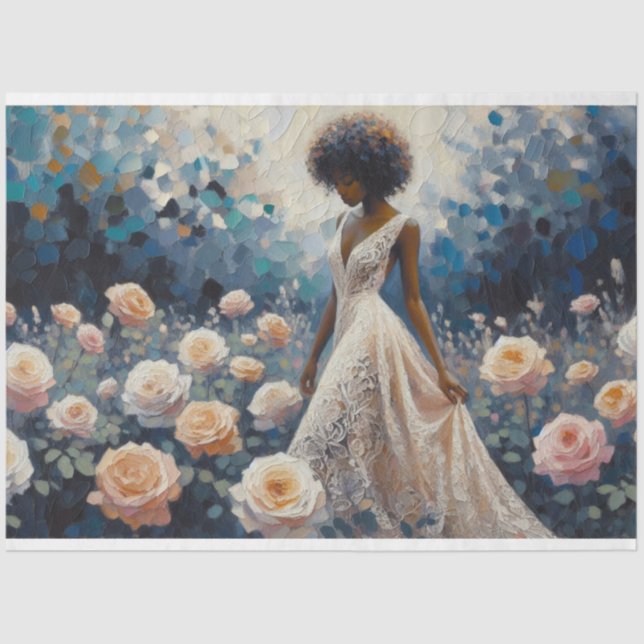 Seda Papel Tecido Desenho Dama De Rosa Design (Frente )