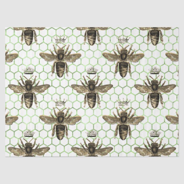 Seda Papel Tecido Design Série Jardim de Chá Abelha 27 (Frente )
