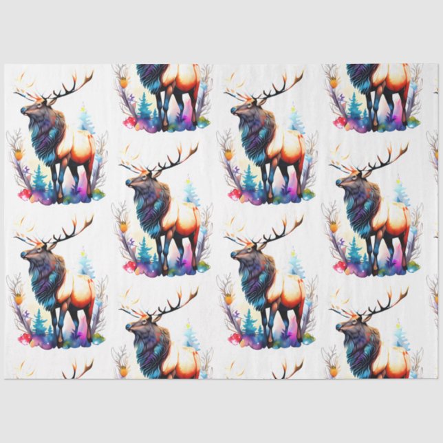 Seda Papel Tecido Elétrico de Cores Aquáticas (Frente )