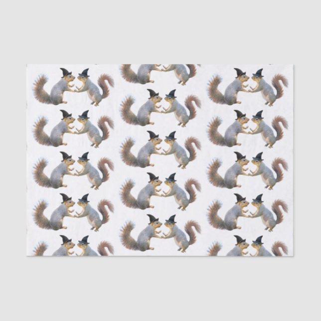 Seda Papel Tecido Esquilos de Bruxas (Frente )