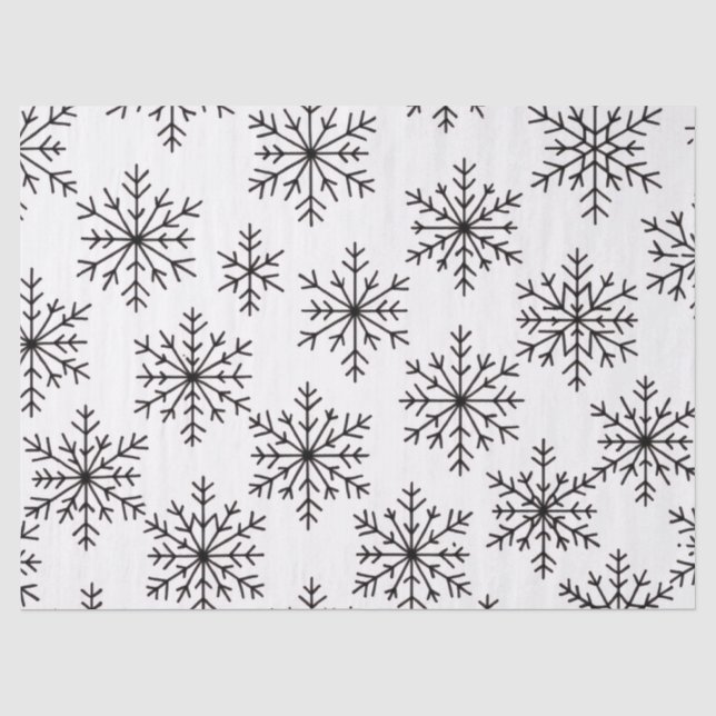 Seda Papel Tecido Floco de Neve Preto e Branco – Elegan (Frente )