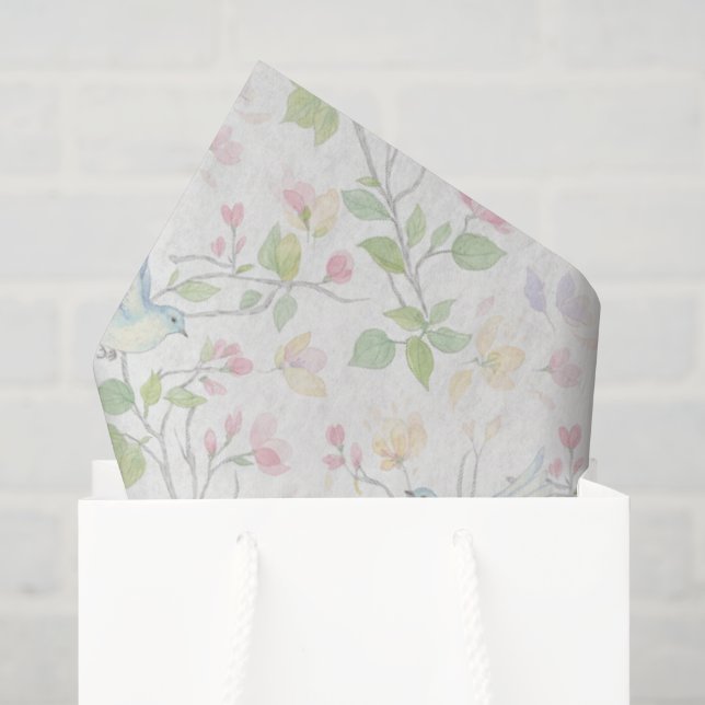 Seda Papel Tecido Floral de Pássaro da Primavera Person (Sacola de presentes)