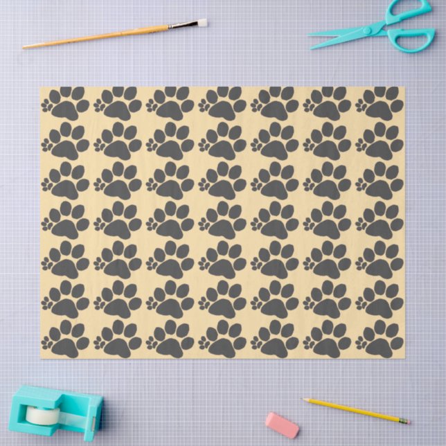 Seda Papel Tecido - Impressão de Pata Polidáctila em Be (Arte )