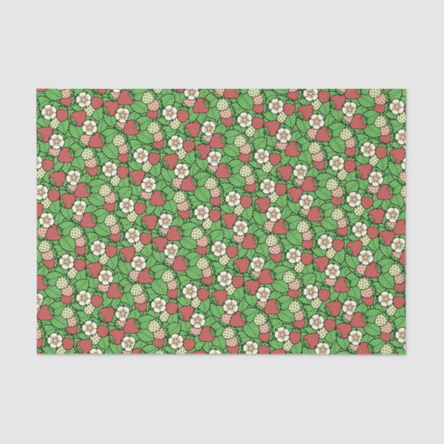 Seda Papel Tecido Padrão de Fundo de Morango (Frente )