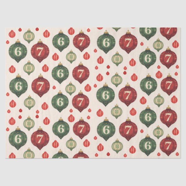 Seda Papel Tecido para Enfeite de Natal Retro “67” (Frente )