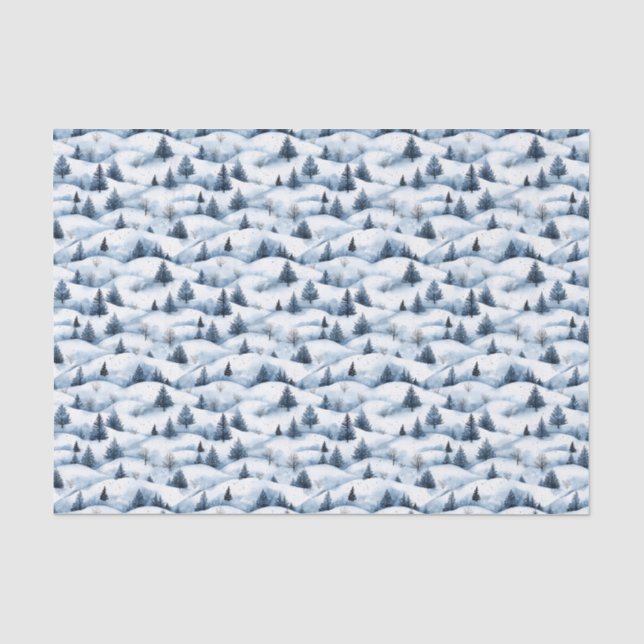 Seda Papel Tecido para Paisagem de Inverno de Neve (Frente )