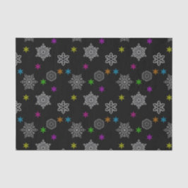 Seda Papel Tecido Preto e Brilhante Floco de Neve