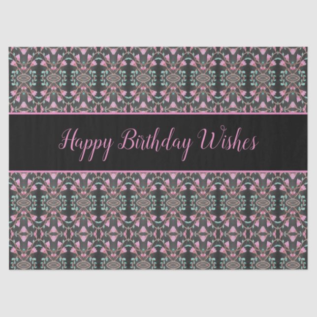 Seda Papel Tecido rico Com Felizes Desejos De Aniversár (Frente )