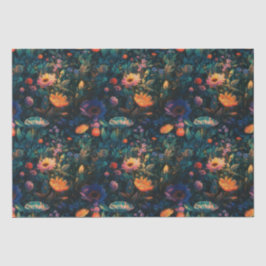 Seda Papel Tecido Secundário De Algodão Floral Escuro