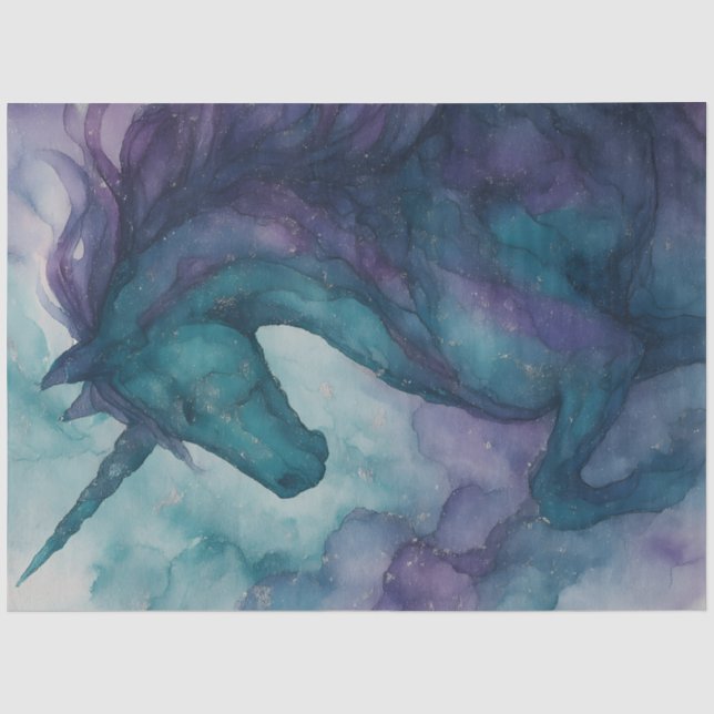 Seda Papel Tecido Unicorn - Estilo de Tinta Álcool (Frente )