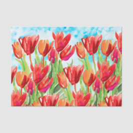 Seda Papel tecidos de Primavera vermelho de aquarela