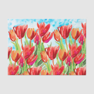 Seda Papel tecidos de Primavera vermelho de aquarela