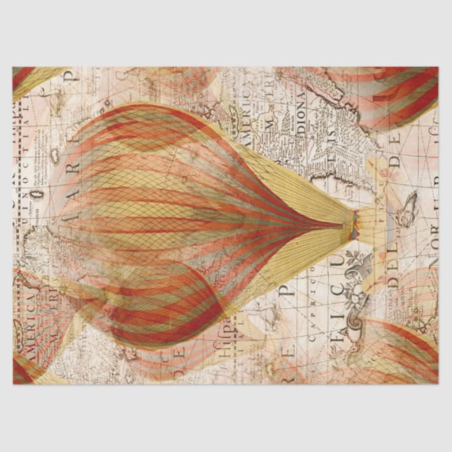 Seda Papel Tecidual do Mapa do Balão de Ar Quente da Vi (Frente )