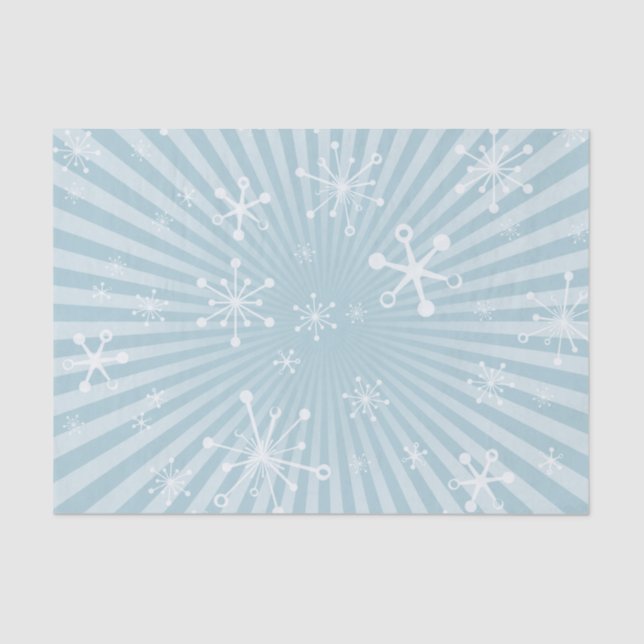 Seda Papel Tecidual Leve Azul Moderno Flocos de Neve (Frente )