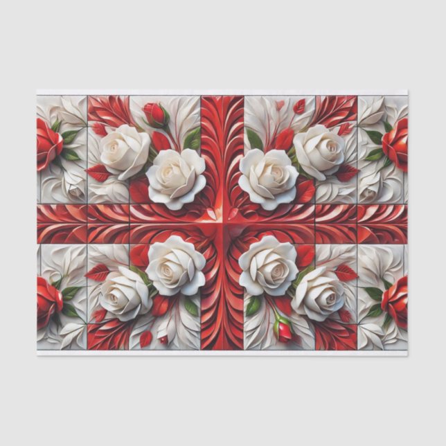 Seda Papel tecidular com design de Rosas Ingleses (Frente )