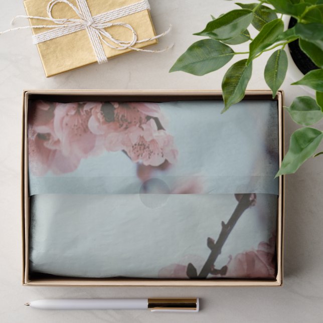 Seda Papel tecidular com flor de cereja rosa macia (Presente)