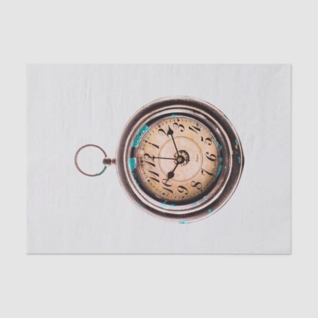 Seda Papel tecidular com imagem do relógio de bolso ant (Frente )
