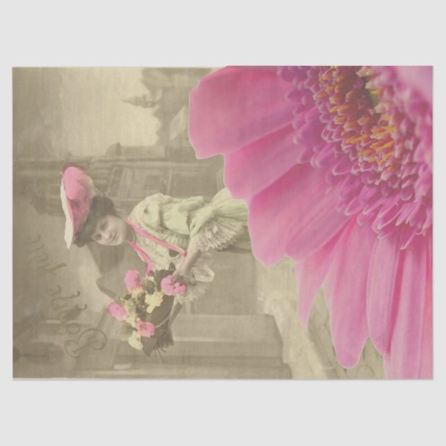 Seda Papel tecidular com imagem vinda de dama rosa (Frente )