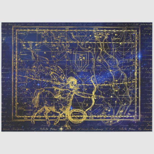 Seda papel tecidular da constelação de sagitário (Frente )