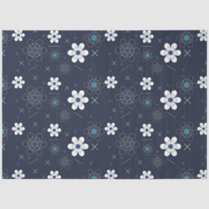 Seda papel tecidular das flores de inverno à meia-noite