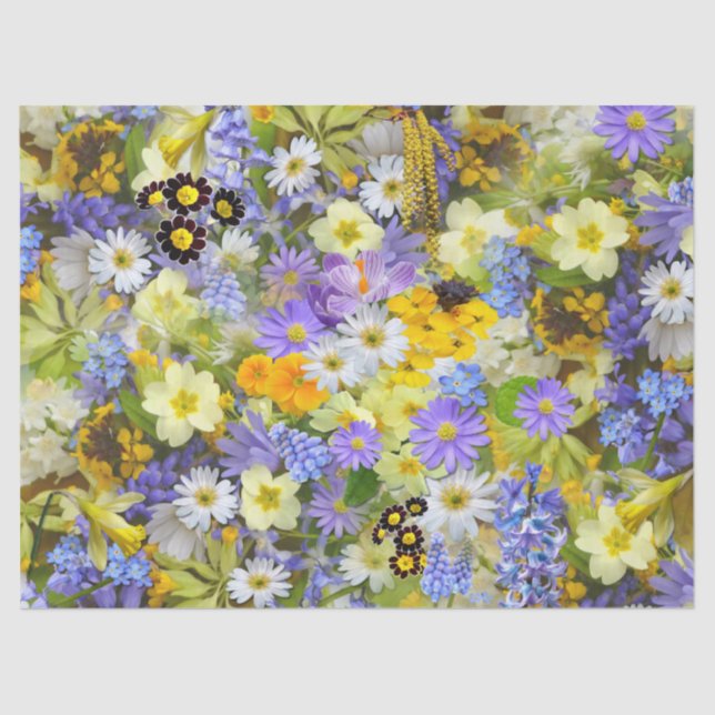 Seda papel tecidular das flores de primavera (Frente )