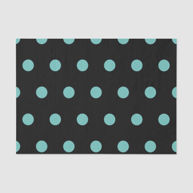 Seda Papel tecidular de bolinhas (preto e aqua) (Frente )