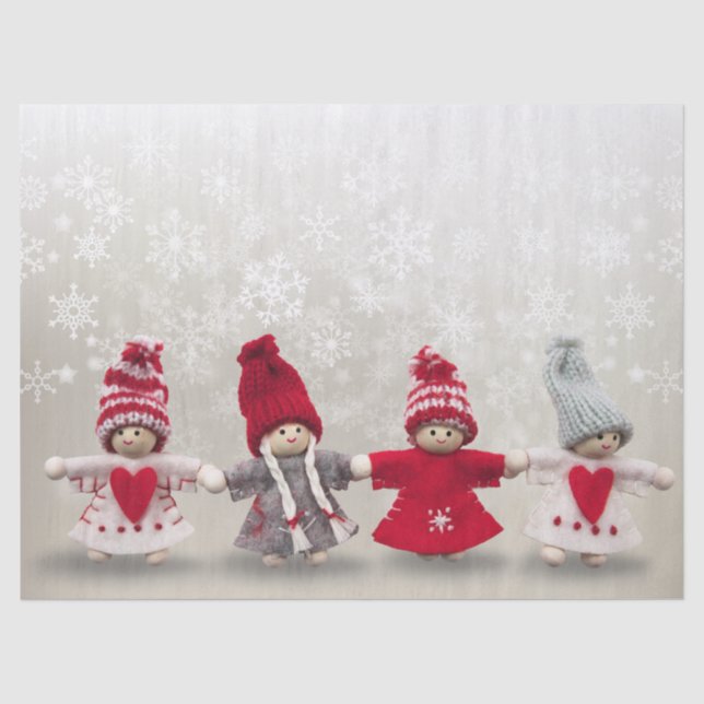 Seda papel tecidular de bonecas de natal (Frente )