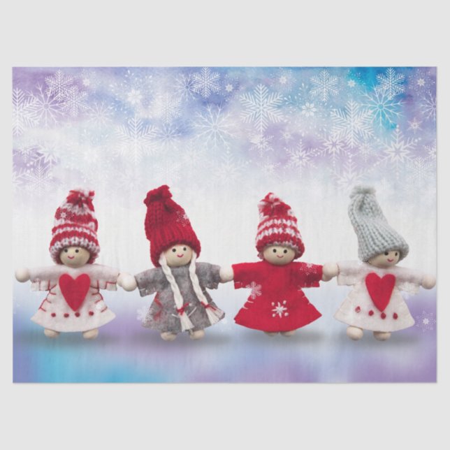 Seda papel tecidular de bonecas de natal (Frente )