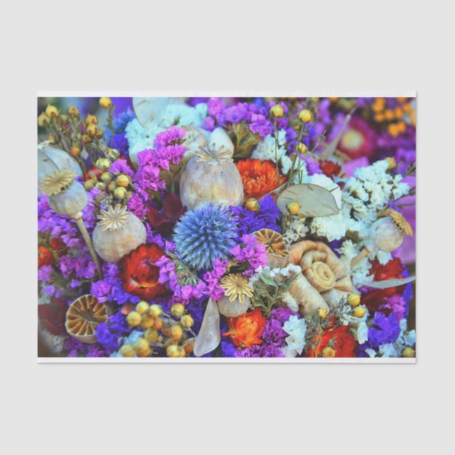 Seda papel tecidular de flores vibrantes (Frente )