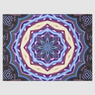 Seda papel tecidular de mandala de flor azul