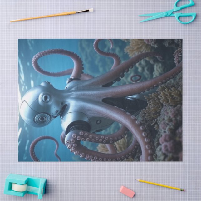 Seda Papel tecidular de octopus cibernético (Arte )
