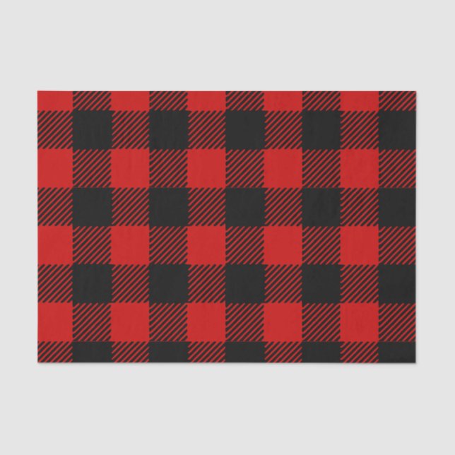 Seda Papel Teclado Xadrez de Buffalo Vermelho (Frente )