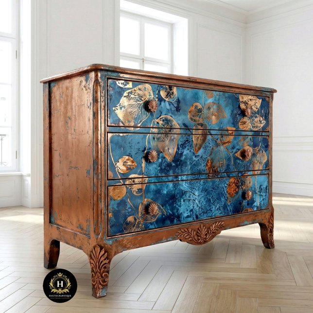 Seda Papel Tissue Azul Escuro e Folha de Ouro (Criador carregado)